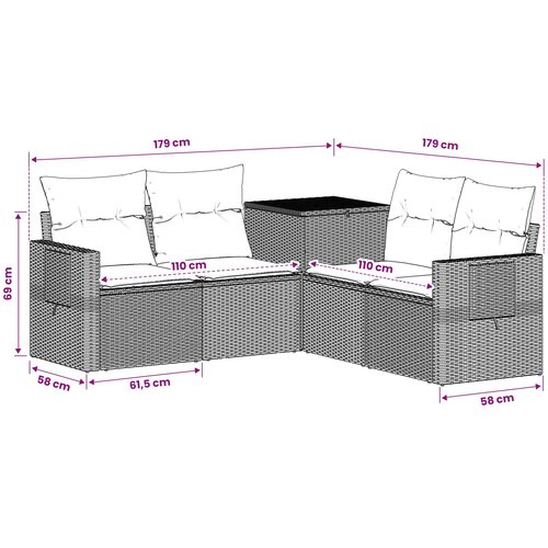  Set sofe 5 kom. Smeđa i krem bijela Poli Rattan i čelik Slike