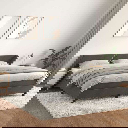 Box spring postelja z vzmetnico temno siva 180x200 cm žamet, (20901190) Cene