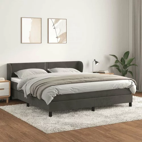  Box spring postelja z vzmetnico temno siva 180x200 cm žamet, (20901190)