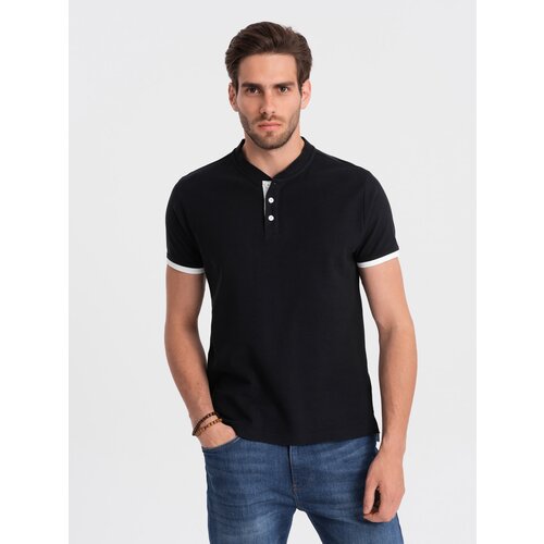 Ombre Men's collarless polo shirt - black Slike