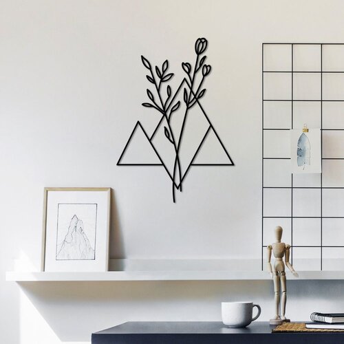 Wallity Zidna dekoracija Flower - M, 50 x 35 cm, Crna Cene