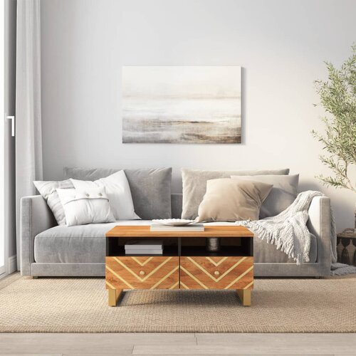 The Living Store Klubska mizica rjava in črna 80×54×40 cm trden mangov les - Klubska Mizica, (21662613) Cene