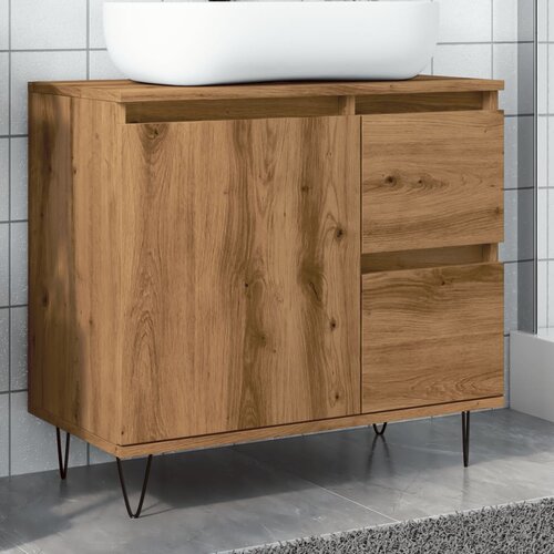 VidaXL Omarica za umivalnik artisan hrast 65x33x60 cm inž. les Slike