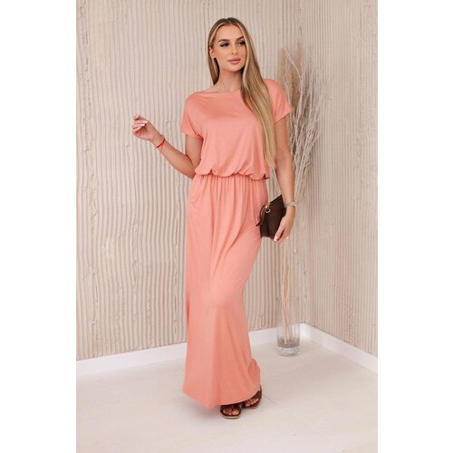 Kesi Women&amp;#039;s viscose dress with pockets - dark apricot Slike