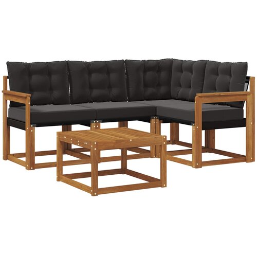  Set vanjskih sofa 5 kom. Prirodna i crna Slike