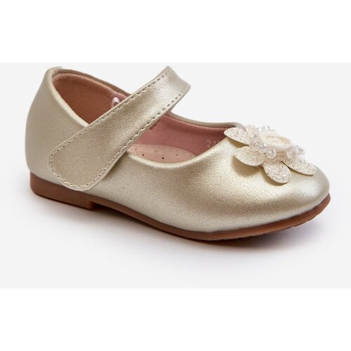 Kesi Children's ballerinas with Velcro closure and gold serinde decoration Cene