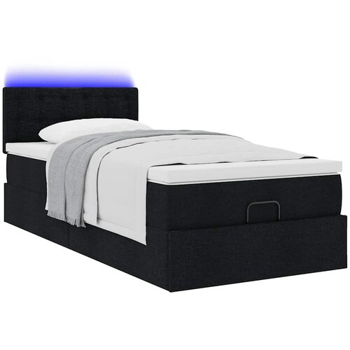  Otomanski okvir kreveta s madraca crni 90x190cm od tkanine Slike