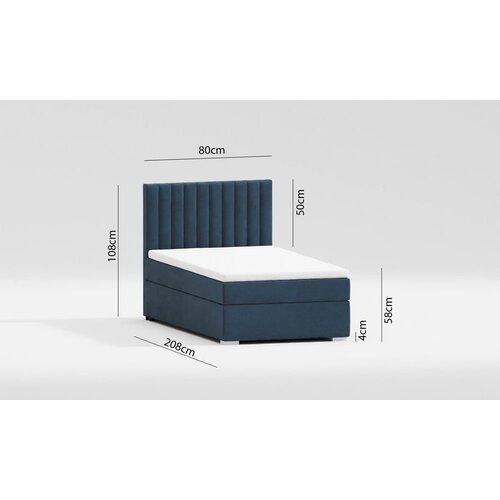 Ropez temno modra oblazinjena postelja s prostorom za shranjevanje z letvenim dnom 90x200 cm bunny &amp;ndash; Slike