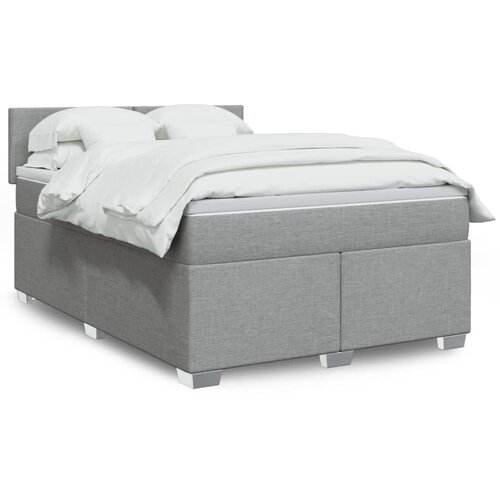 vidaXL Box spring posteljni z vzmetnico svetlo siv 140x190 cm blago Cene