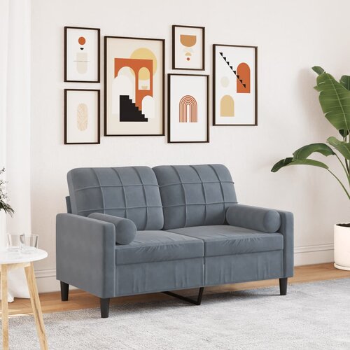 vidaXL Kavč dvosed z okrasnimi blazinami temno siv 120 cm žamet Cene