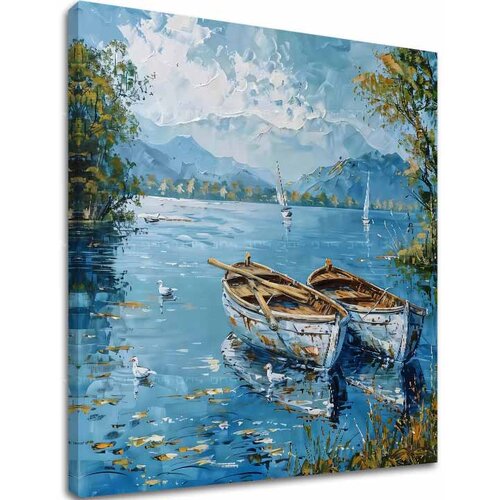  Pejzaž na platnu Scenografija s čamcima | Akrilni detalji 60x60 cm Cijene
