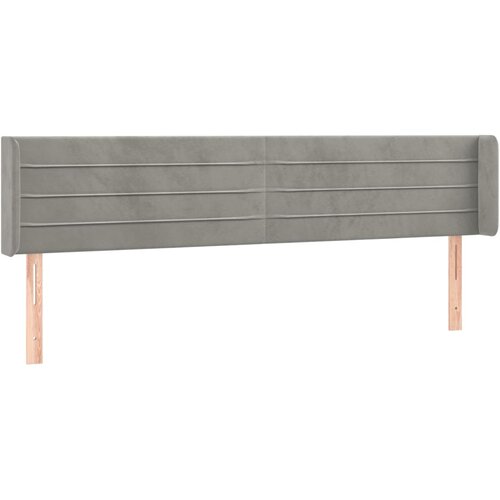 VidaXL Vzglavje z u&amp;scaron;esi svetlo sivo 163x16x78/88 cm žamet, (20933866) Slike