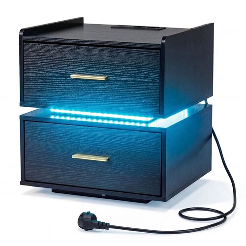 Costway Nočna omarica z LED-osvetlitvijo in polnilno postajo Stranska mizica, (5000268174) Slike