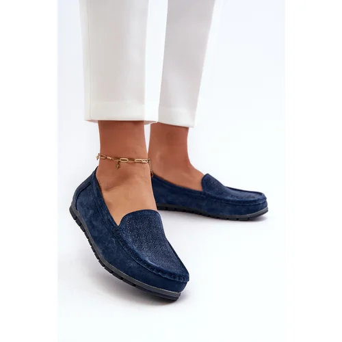 Kesi Women's suede loafers, navy blue, S.Barski