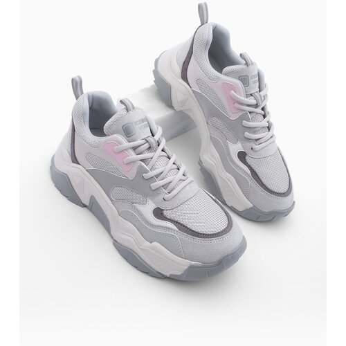Marjin Women's Sneaker Laced Thick Sole Sports Shoes Tesya Gray Slike