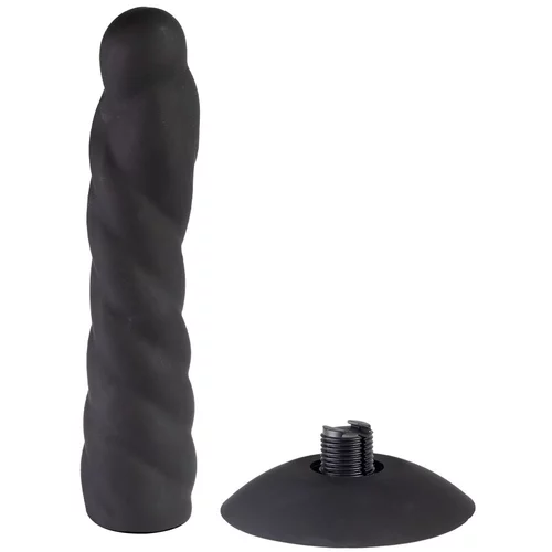 Rimba Latex Play Exchangeable Dildo for Strap-on with Sucking Cup Black