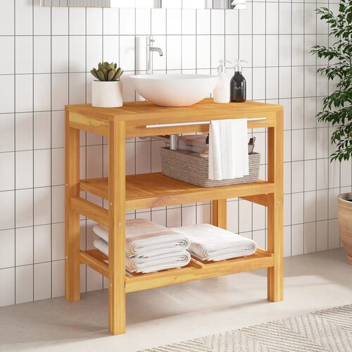 The Living Store Kopalniška omarica z 2 policama 74x45x75 cm trden les - Kopalniška Omarica, (21436840) Cene