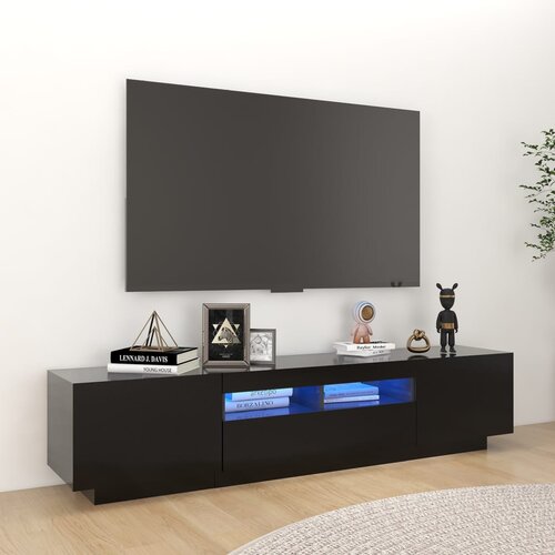 vidaXL TV omarica z LED lučkami črna 180x35x40 cm Cene