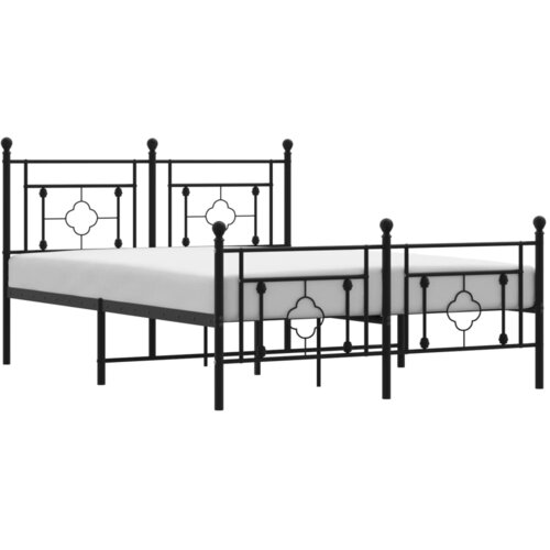 Maison Chic Kovinski Posteljni okvir - Dvoposteljna postelja - Zakonska postelja z vzglavjem in vznožjem črn 135x190 cm, (21696430) Slike