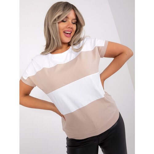 Fashion Hunters Ecru-beige cotton blouse larger size Slike