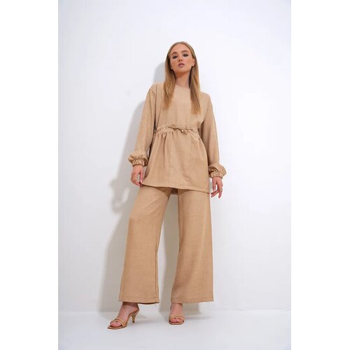 Trend Alacati Stili Ženski komplet bluza i pantalone ALC-X12299, Bež Cene