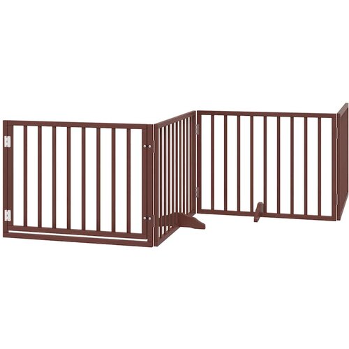  Vrata za pse s vrata&amp;scaron;cima 8 panela sklopiva 640 cm drvo topole Smeđa 80 x 60 x 2 cm Slike