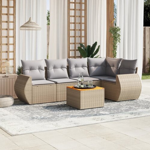 vidaXL 6-dijelni set vrtnih sofa s jastucima bež od poliratana Cijene