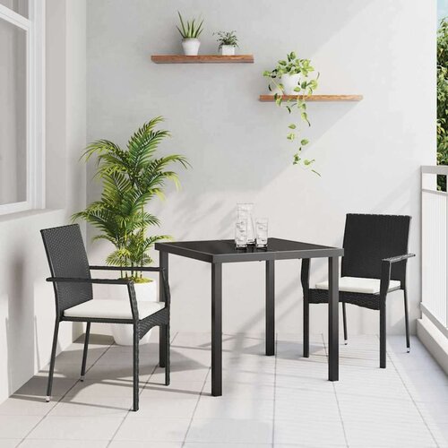  Vrtni set za objed s jastukom 3 pcs Crna Poli ratan Cijene