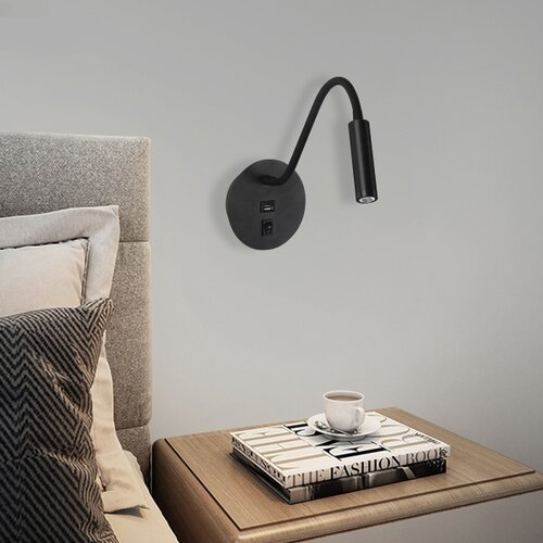  Brilagi - LED fleksibilna zidna lampa sa USB portom MAYA LED/3W/230V crna Slike