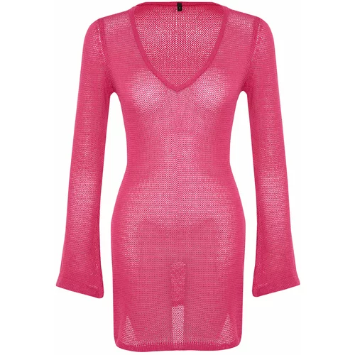 Trendyol Pink*St Plain Fitted Mini Knitwear 50% Cotton, 50% Acrylic Dress