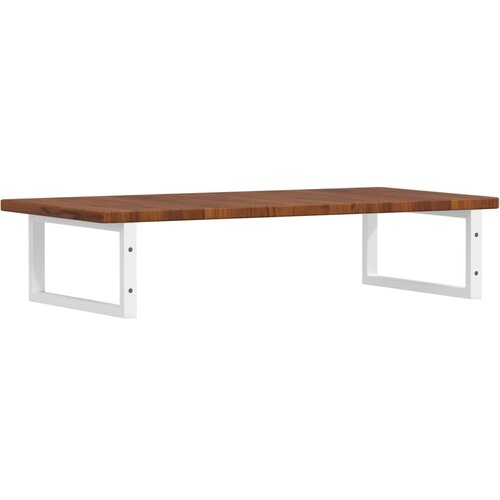  Zidna polica za umivaonik od čelika i masivne hrastovine Smeđa 100 x 50 x 2.5 cm Slike