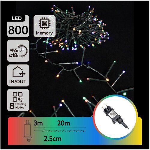Aigostar LED spolja&amp;scaron;nja božićna girlanda 800xLED/8 funkcija 23m IP44 vi&amp;scaron;ebojna Slike