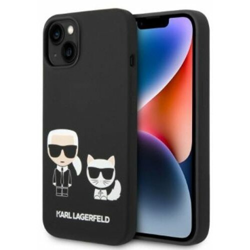 Karl Lagerfeld Futrola za iPhone 14 Black MagSafe Liquid Silicone Karl & Choupette ( GSM168039 ) Slike
