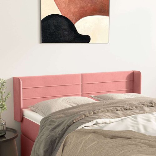  Vzglavje z ušesi roza 147x16x78/88 cm žamet, (20932273) Cene