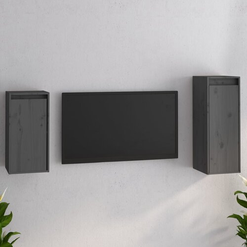 The Living Store TV omarica 2 kosa siva trdna borovina - TV Omarica, (21376607) Slike