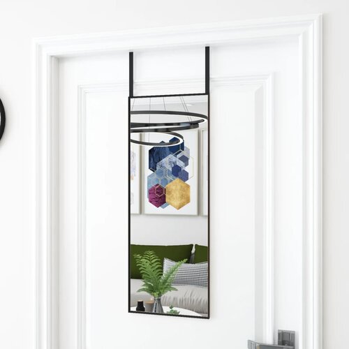 vidaXL ogledalo za vrata črno 30x80 cm steklo in aluminij Cene