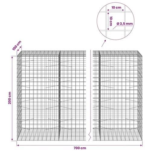 Gabion s žicom debljine 3 5 mm i mrežom 10x10 cm 700x100x200 cm - 100 cm 200 cm 700 cm Slike