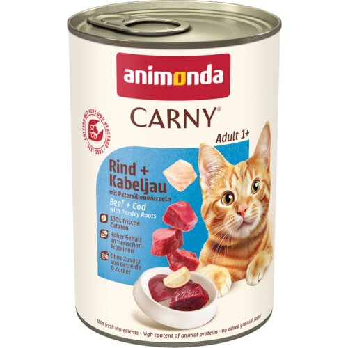  Ekonomično pakiranje animonda Carny adult 24 x 400 g - Govedina, bakalar i per&scaron;inov korijen Cijene