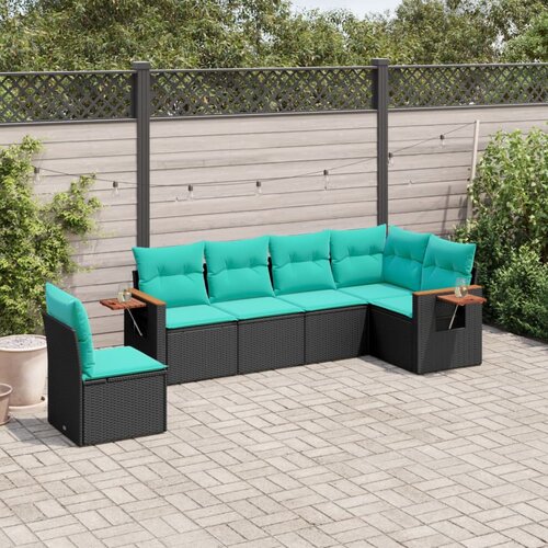  6-dijelni set vrtnih sofa od poliratana s jastucima crni Slike