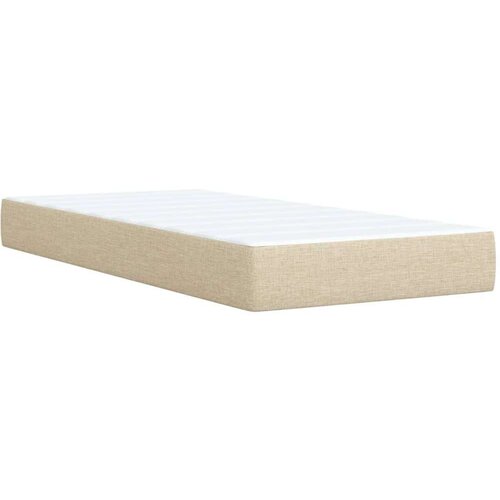 VidaXL Krevet s oprugama i madracem krem 100 x 200 cm od tkanine Slike