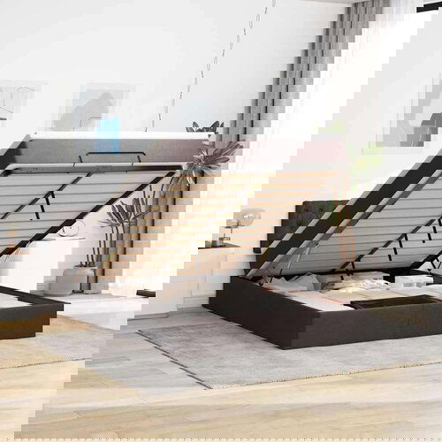 vidaXL Otomanski okvir kreveta s madraca tamnosmeđi 140x200cm tkanine Cene