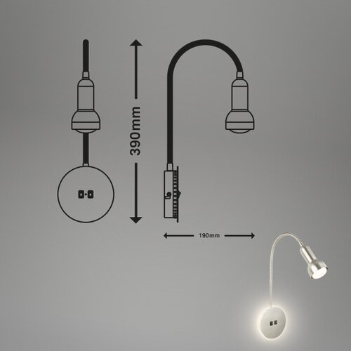 BRILONER 2178012 - led zidna fleksibilna lampa 1xE14/10W/230V + LED/3W hrom Slike