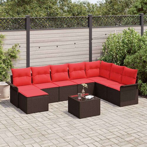  Vrtna sedežna garnitura z blazino 9 pcs Rjava poli ratan, (5000146253) Cene