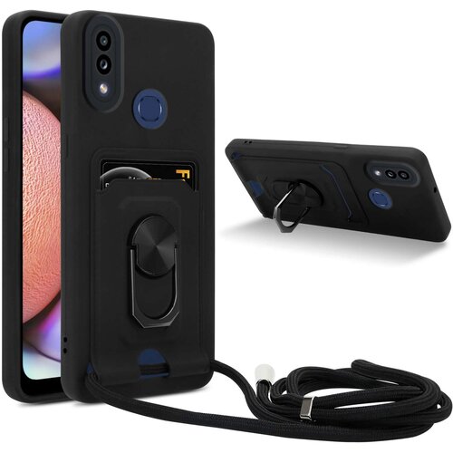 Cadorabo Verižica za mobilni telefon s funkcijo stojala, združljiva z Samsung Galaxy A10s/M01s v črna barvi - silikonski za&scaron;čitni pokrov z nastavljivim trakom, (20859874) Cene