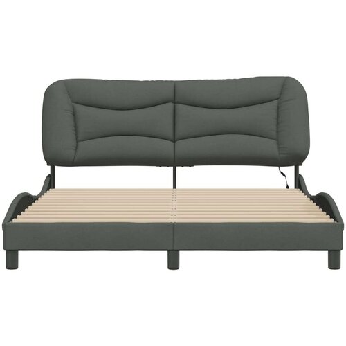  Okvir kreveta s LED svjetlima tamnosivi 160 x 200 cm od tkanine Slike