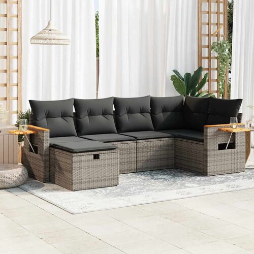 VidaXL 6-dijelni set vrtnih sofa od poliratana s jastucima sivi Slike