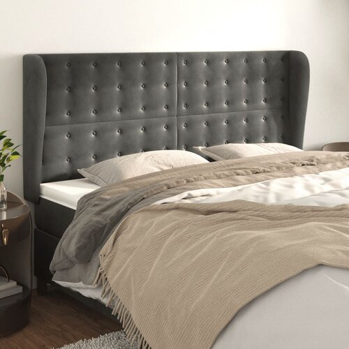  Uzglavlje s u&scaron;ima tamnosivo 163x23x118/128 cm bar&scaron;unasto Cijene
