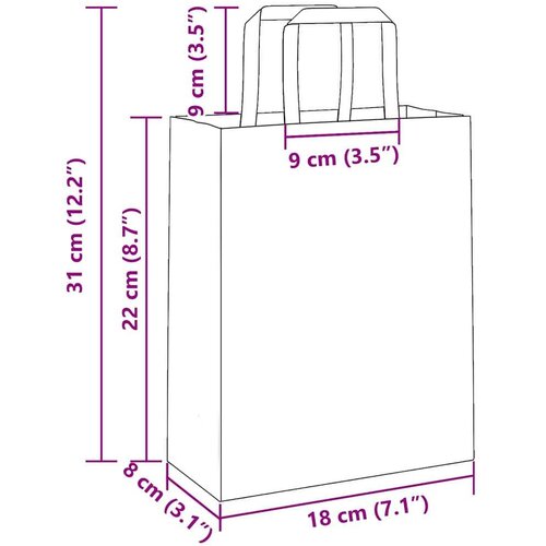 VidaXL Papirnate vrečke 50 kosov z ročaji rjave barve 18x8x22 cm Slike