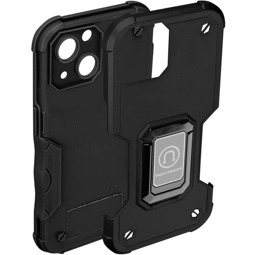 AVIZAR Ovitek za iPhone 14, odporen na udarce, iz dveh materialov, nedrsec in magnetni podporni obroc - crn, (20640164) Cene