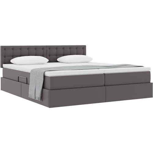  Krevet s od storage s madracem Siva 200 x 200 cm Lažna koža Slike